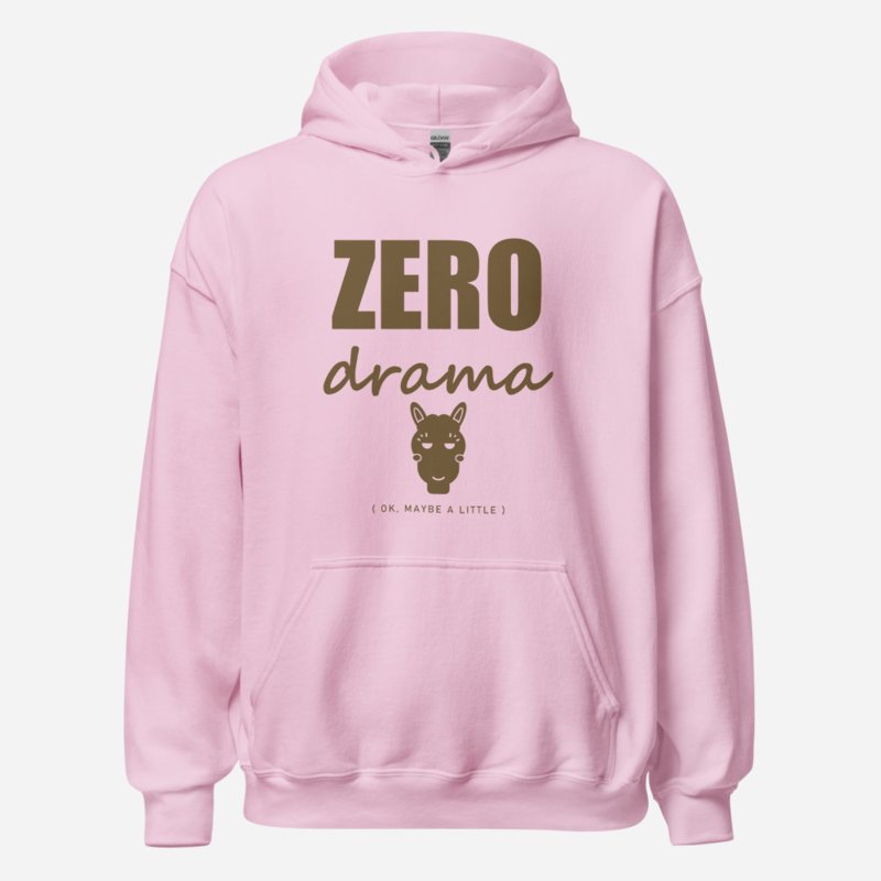 Al Drama Llama Zero Drama (ironic) Drama Hoodie Light Pink