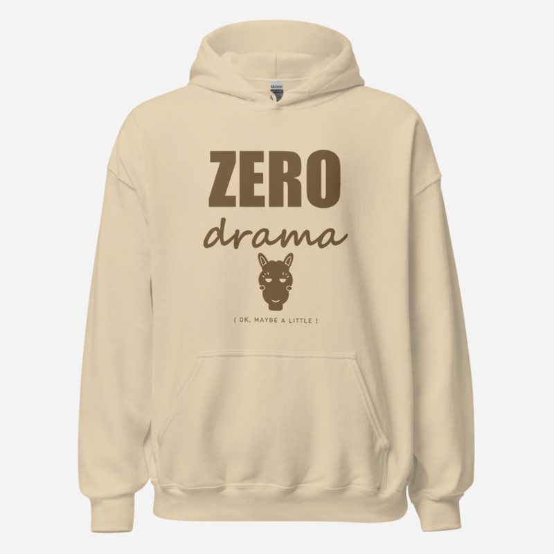 Al Drama Llama Zero Drama (ironic) Drama Hoodie in Sand