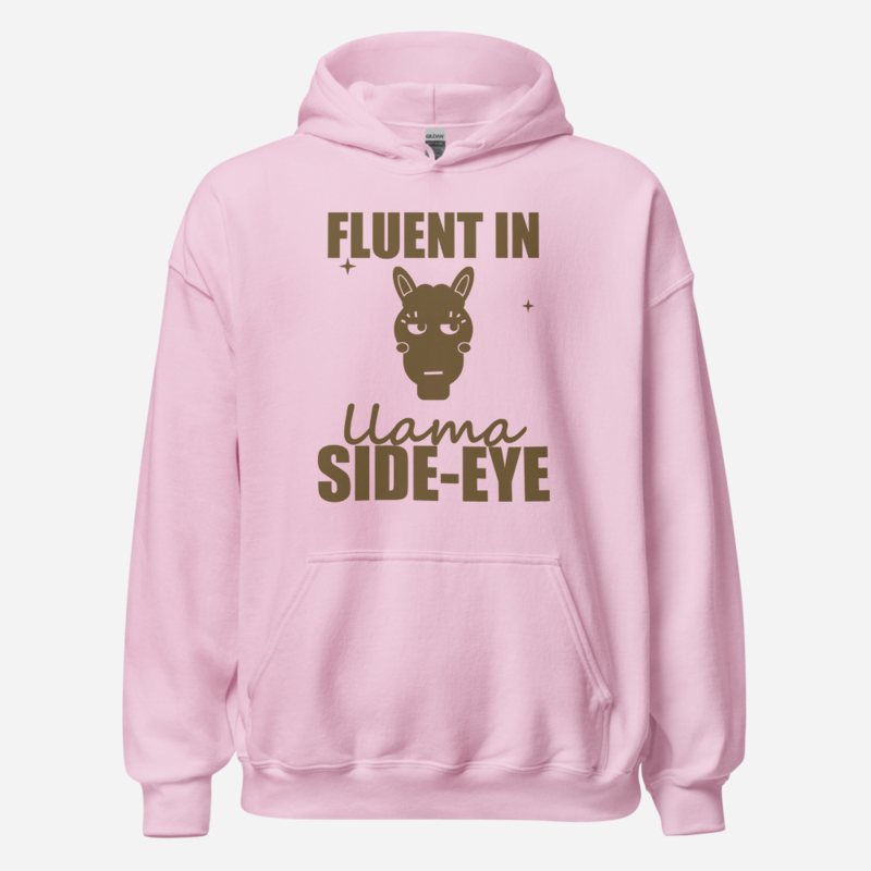 Al Drama Llama Fluent In Llama Side-Eye Comic Relief Hoodie Light Pink