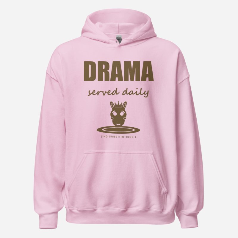 Al Drama Llama Drama Served Daily Comic Relief Hoodie Light Pink