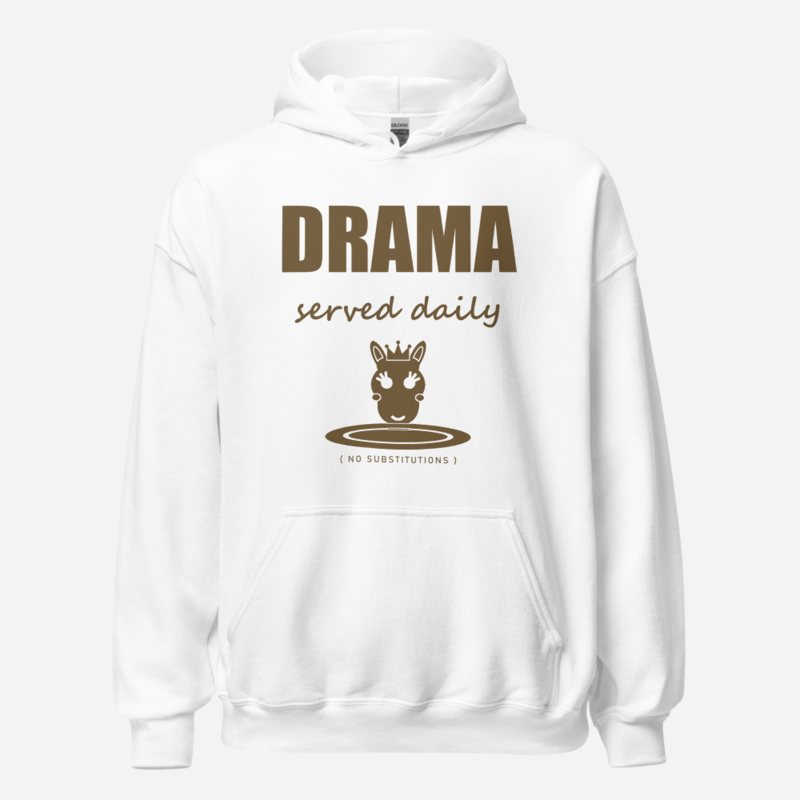 Al Drama Llama Drama Served Daily Comic Relief Hoodie White