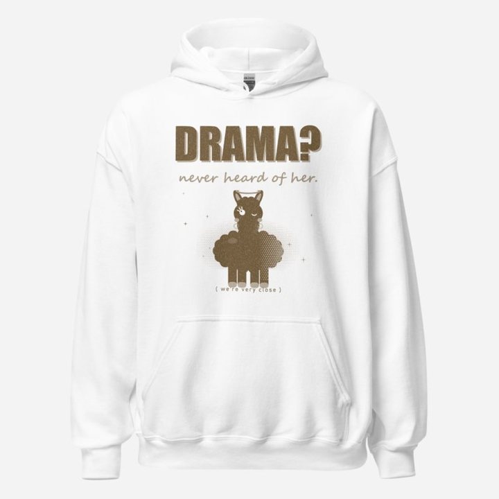 Al Drama Llama Drama Never Heard Of Her Llama Dept. Hoodie in White