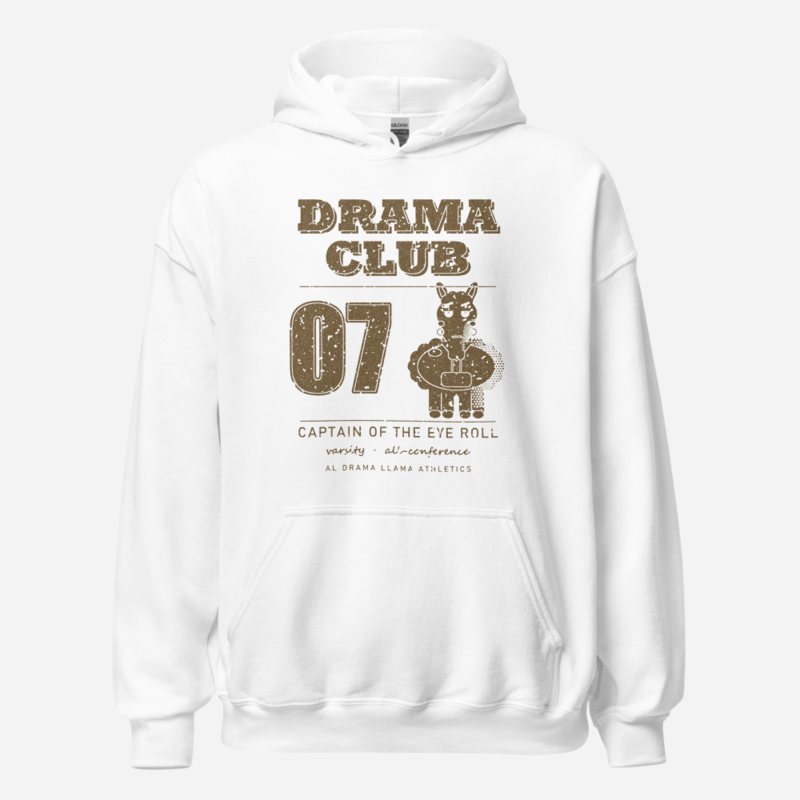 Al Drama Llama Drama Club Captain 07 Llama Dept. Hoodie in White