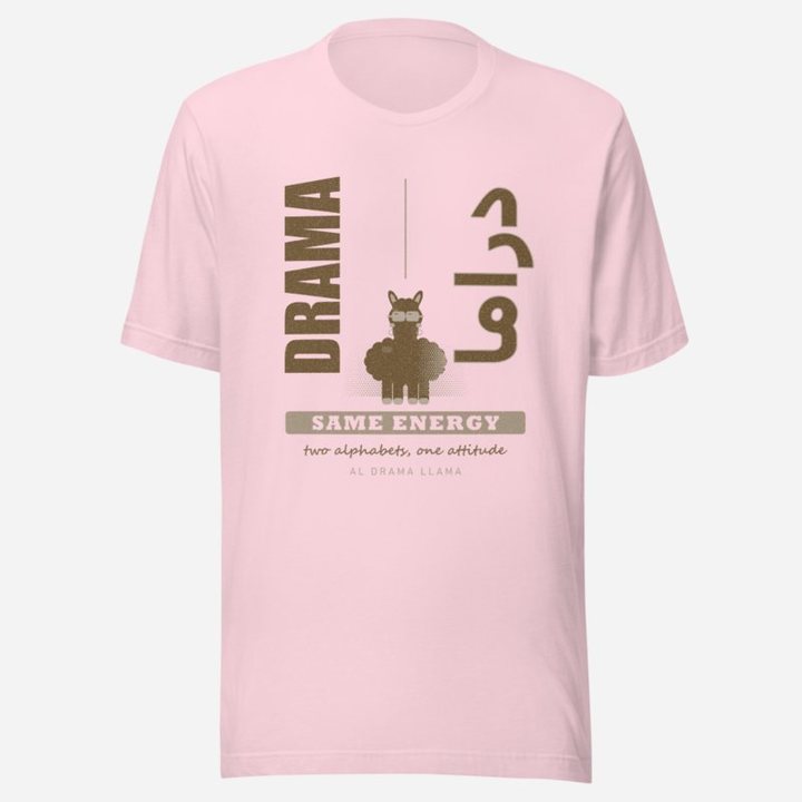 Al Drama Llama Drama Same Energy Bilingual Llama Dept. Tee in Soft Pink