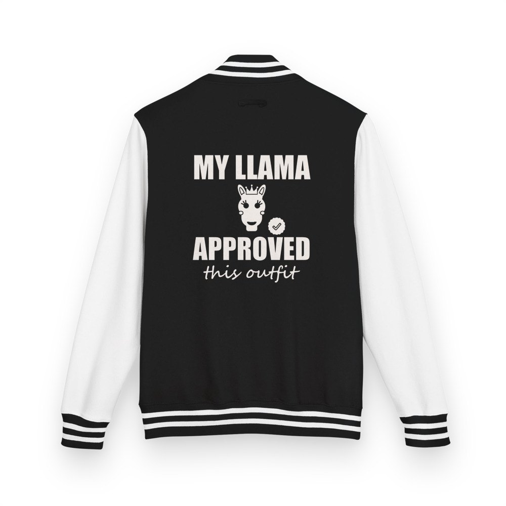 Al Drama Llama My Llama Approved This Outfit Varsity Jacket in Jet Black/Arctic White