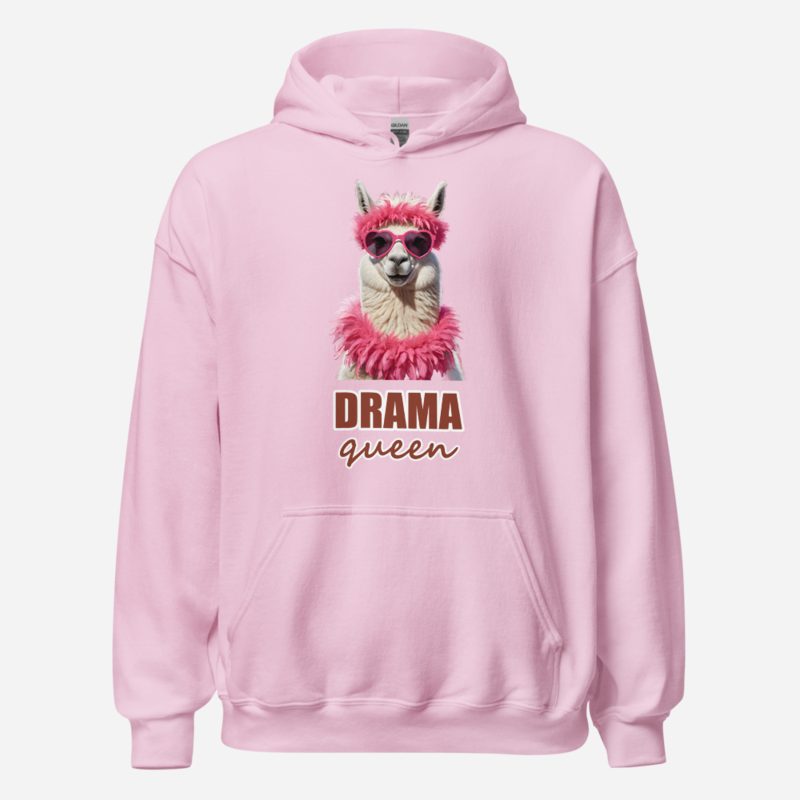 Al Drama Llama Drama Queen Boa Hoodie Light Pink