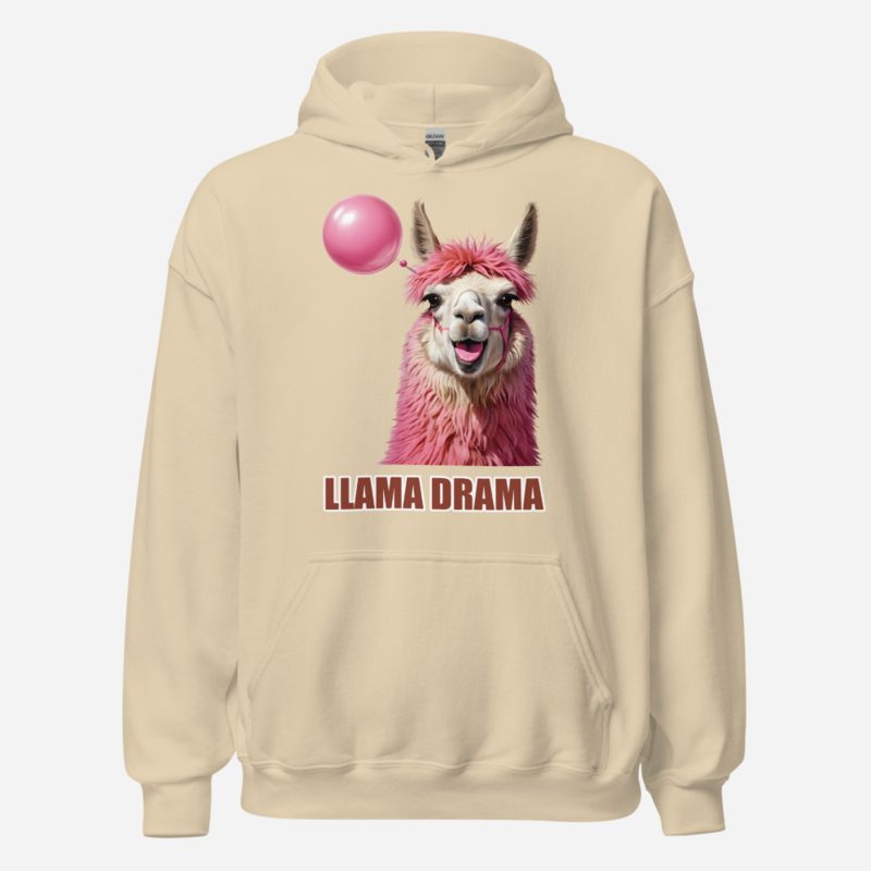 Al Drama Llama Llama Drama Bubblegum Hoodie in Sand