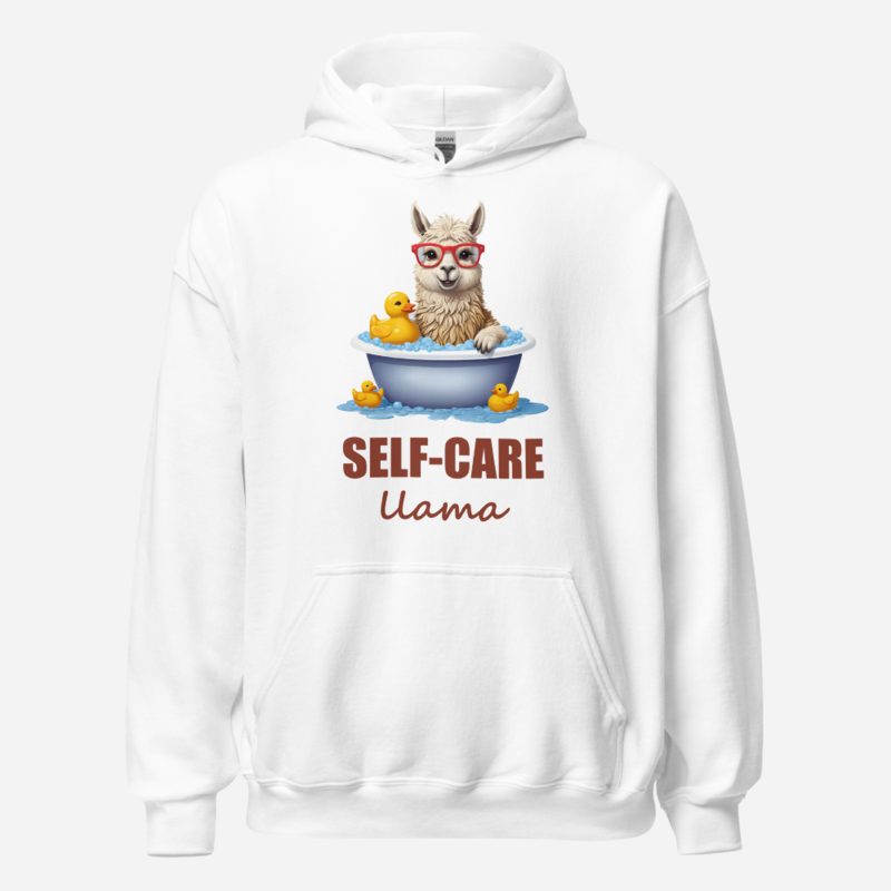 Al Drama Llama Self-Care Llama Bath Hoodie in White