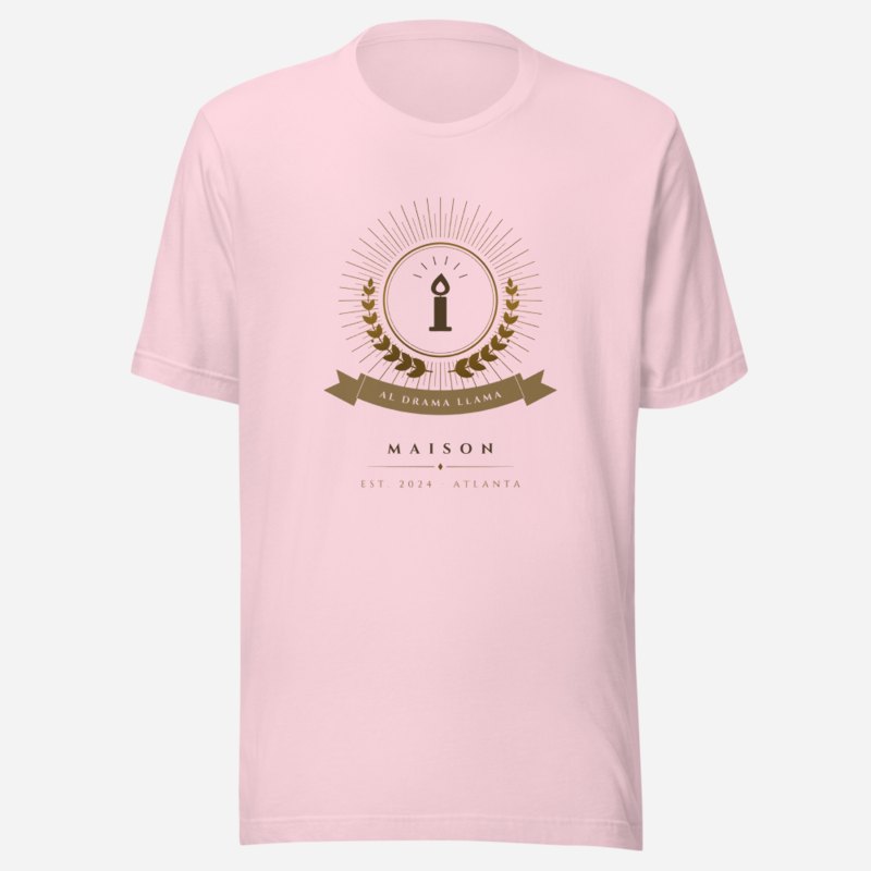 Al Drama Llama Maison Heraldic Emblem Tee in Soft Pink