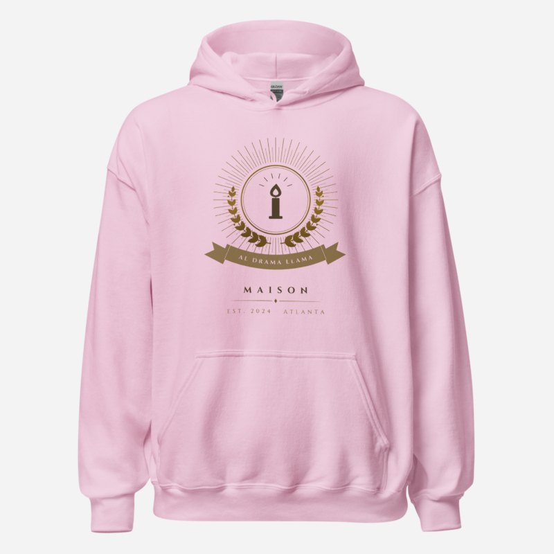 Al Drama Llama Maison Heraldic Emblem Hoodie Light Pink