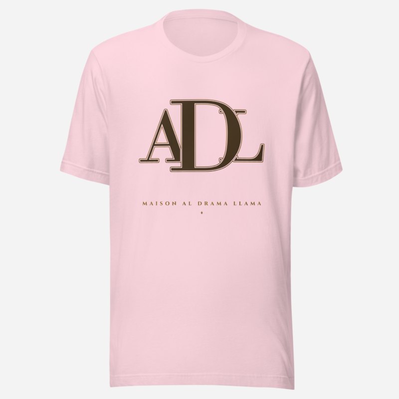 Al Drama Llama Maison Embroidered Monogram Tee in Soft Pink