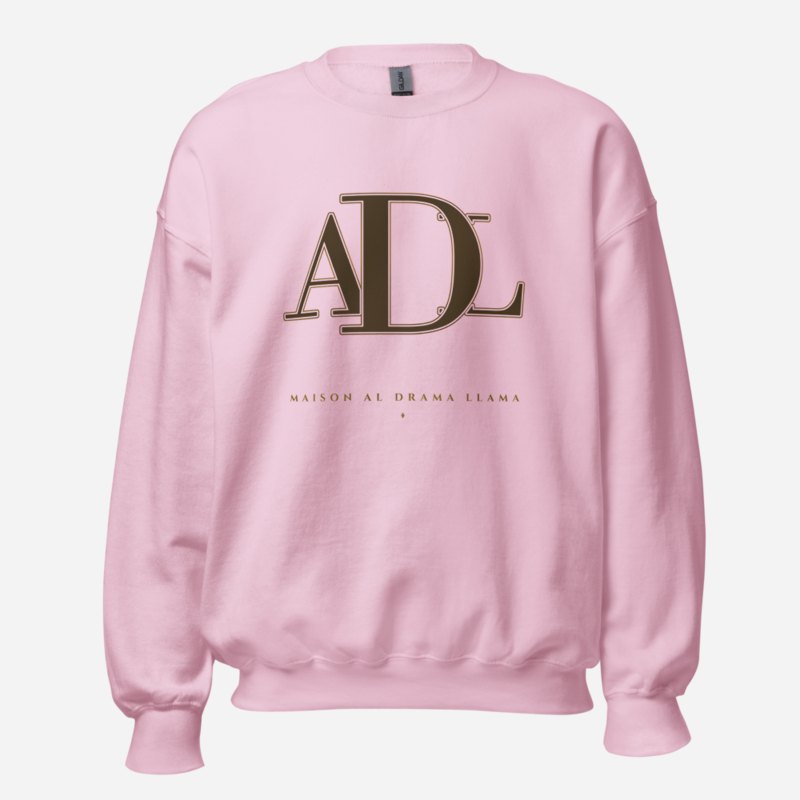 Al Drama Llama Maison Embroidered Monogram Sweatshirt in Light Pink